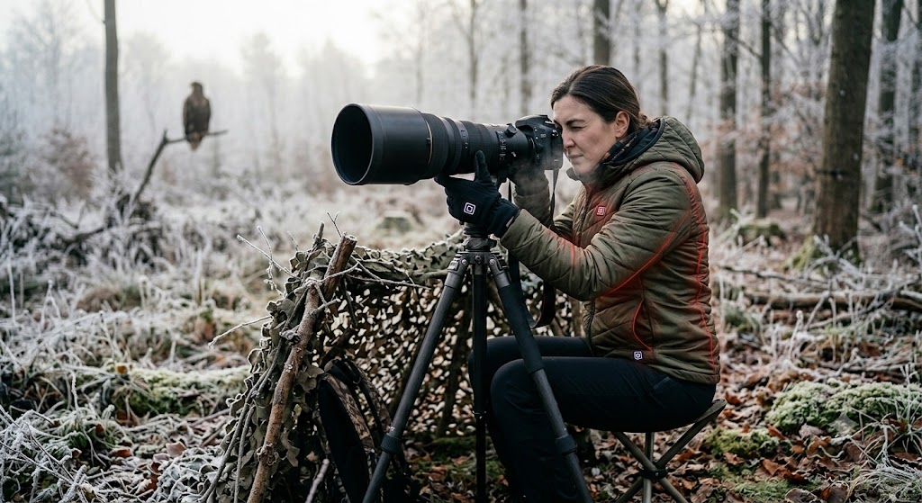 Det perfekte fuglefoto kræver tålmodighed – og det rette udstyr til at holde varmen